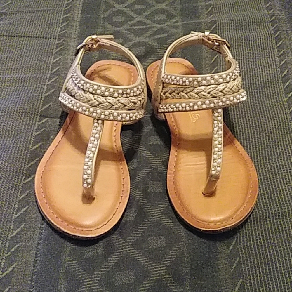 Girl's Gold and Pearl Sandals